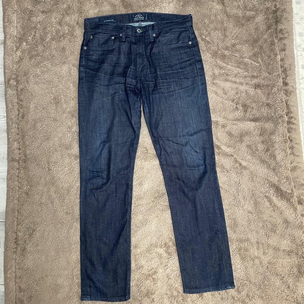 Lucky Brand 121 Heritage Slim Jeans Mens 32x32 Fits 34x31  Dark Wash Indigo